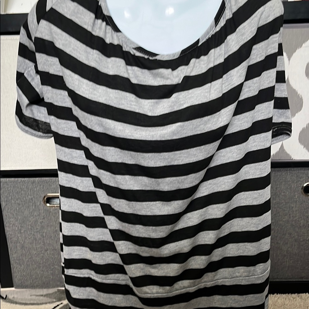 Rachel Black and White Boxy Short Sleeve Tee